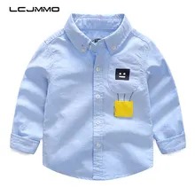 LCJMMO/модные оксфордские рубашки для мальчиков г., весенне-осенняя рубашка с рисунком для маленьких мальчиков детская рубашка с вышивкой на пуговицах топы, одежда для детей