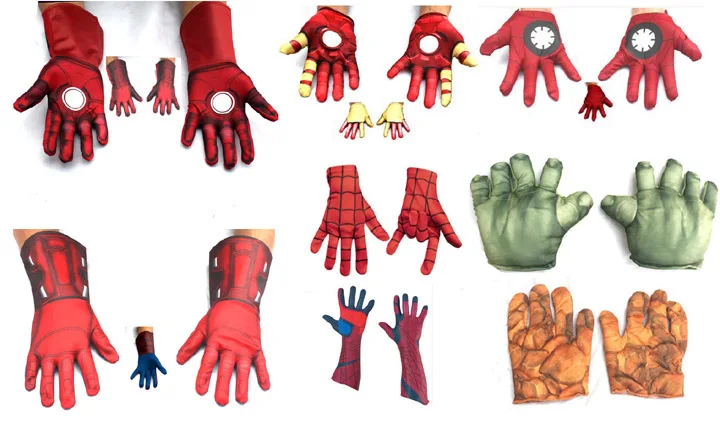 Детские перчатки для костюмированной вечеринки на Хэллоуин, Железный человек, Халк, Человек-паук, каменный человек