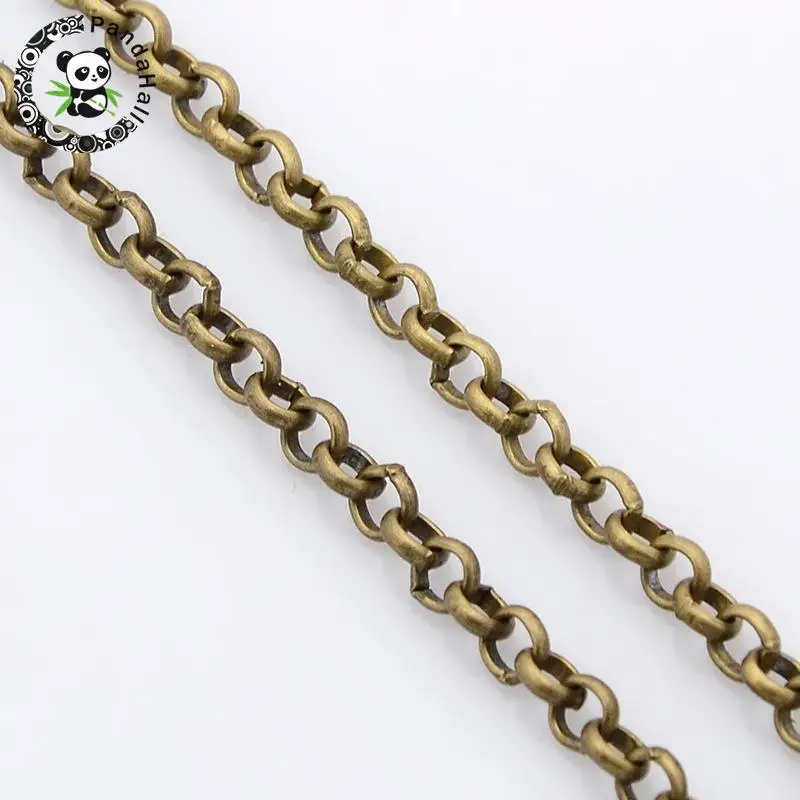 Iron Cross Chains Rolo Chains, Antique Bronze, 4mmin Jewelry Findings