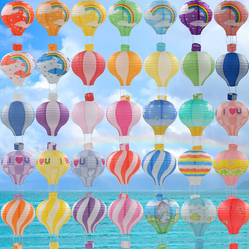 

10" 12" 14" 16" White Rainbow Hot Air Balloon Paper Lantern Lampion Babyshower Birthday Party Wedding Home Decoration Supplies