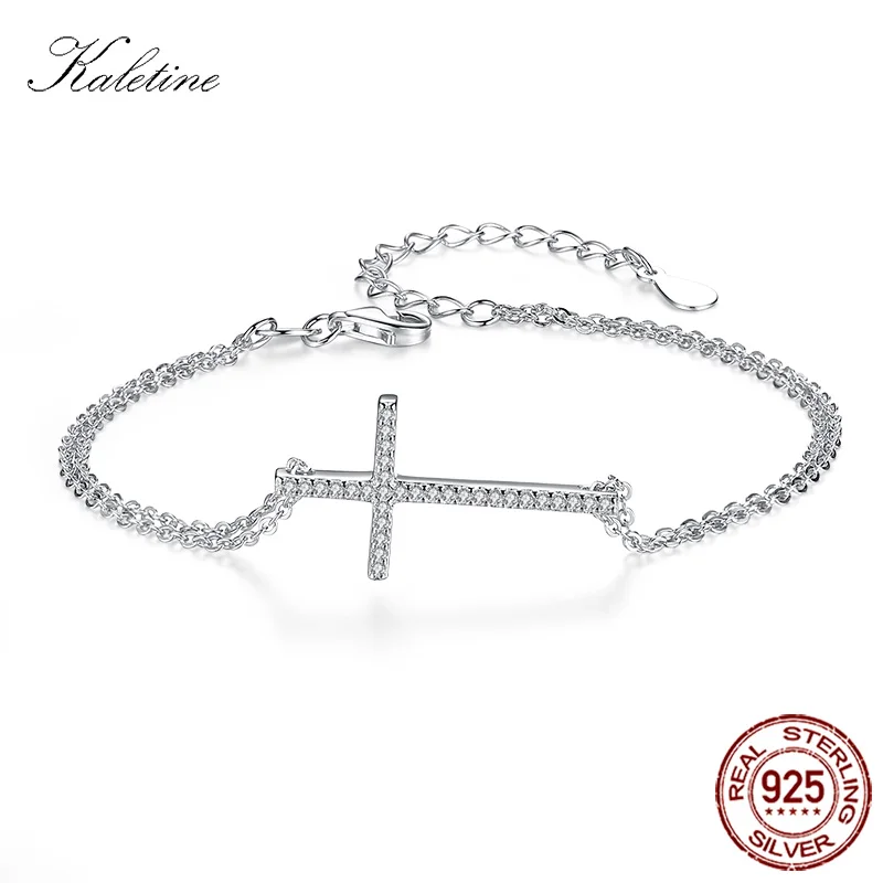 Buy Women Cross Bracelet 925 Sterling Silver Bracelets White Gold Color Cross