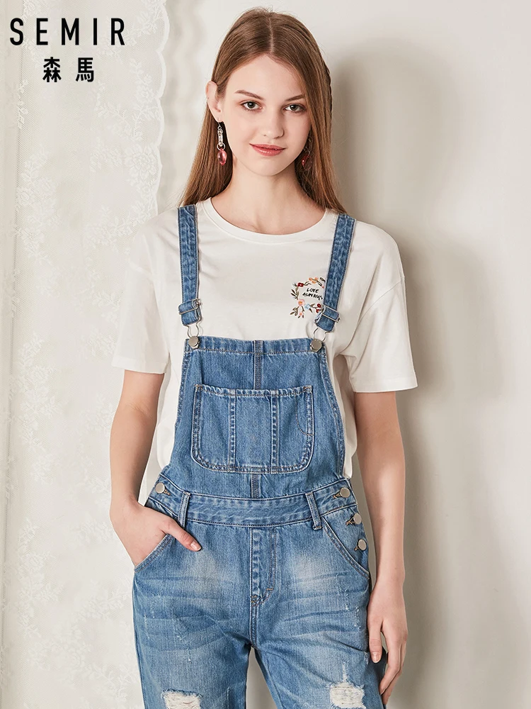 SEMIR Модный женский джинсовый комбинезон Женская Летняя мода свободные джинсы