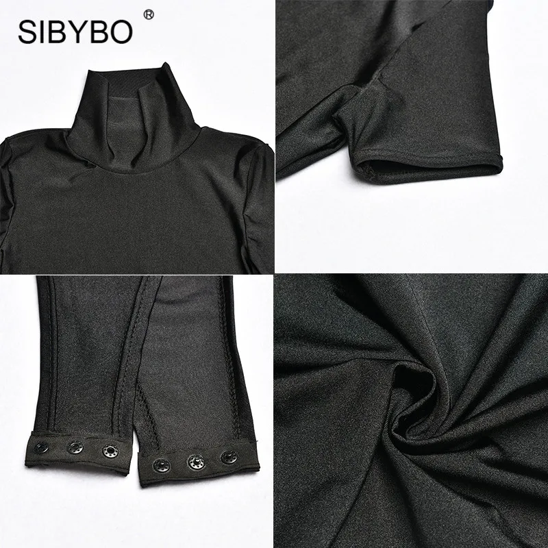 Женский облегающий боди с высоким воротом Sibybo пляжные комбинезоны коротким