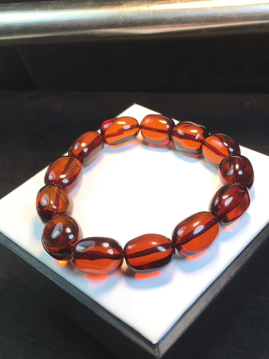 Certificate Natural Amber Blood Red Gemstone Woman Man Healing 17x14mm Oval Beads Bracelet Drop Shipping Reiki Power Stone AAAAA