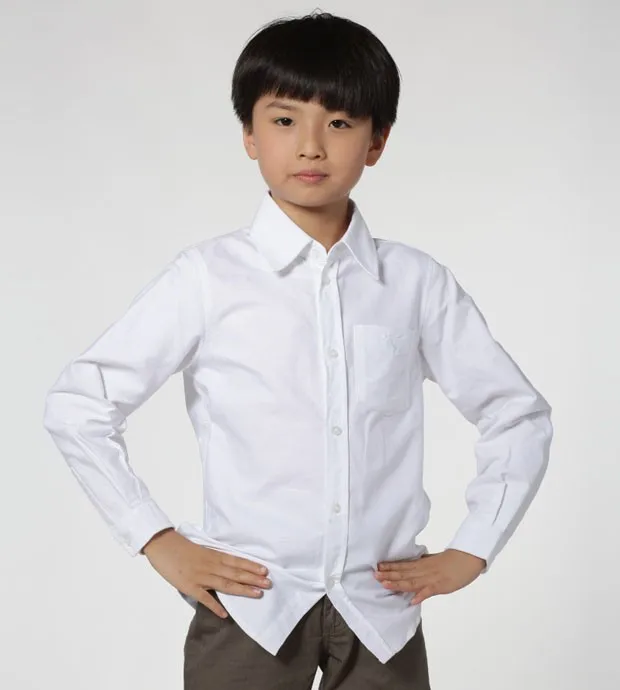 Новая стильная рубашка для мальчиков, белая одежда для маленьких мальчиков, рубашка, топ с длинными рукавами, школьная детская блузка