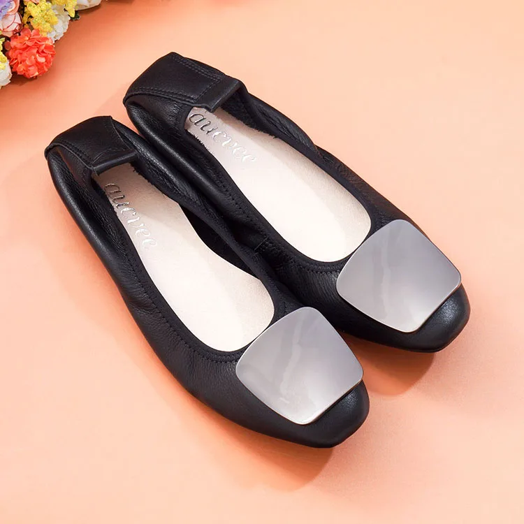 Genuine Leather Ballerina Luxury Shoes Women Designers Causal Slip-on Silver Loafer Shoes For Women Spring Autumn Ballet Flats  (8)