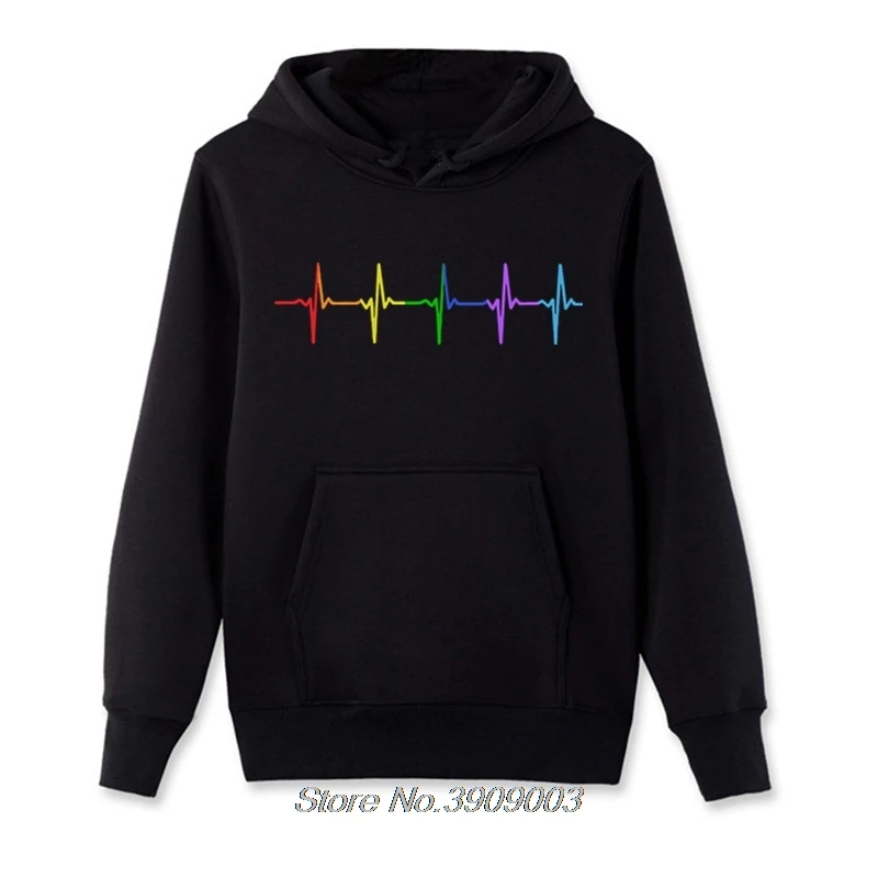 

Men's Hot Sale Fleece Hoodies Rainbow Pulse Heartbeat Sweatshirt Lbgt Gay Pride Lesbian Hoody Jacket Hip Hop Harajuku Streetwear