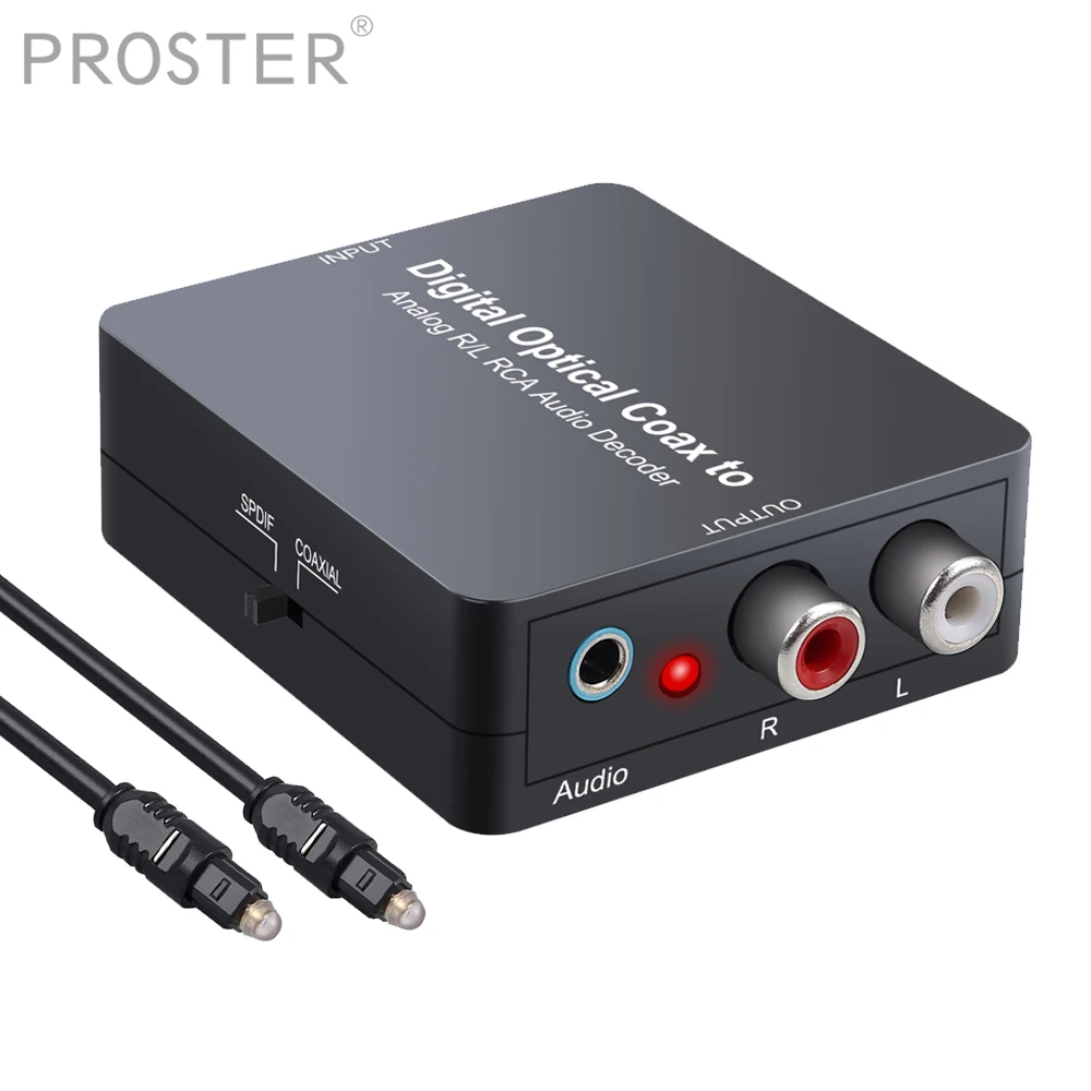 

Proster Digital Optical Coax to Analog R/L RCA 3.5mm Audio Decoder Dolby Digital, DTS, PCM digital audio DAC converter