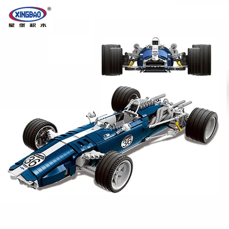 

XINGBAO 03022 1758Pcs Genuine The Blue Racing Car Set Building Blocks Bricks Educational Funny Toy Model Gifts For Children