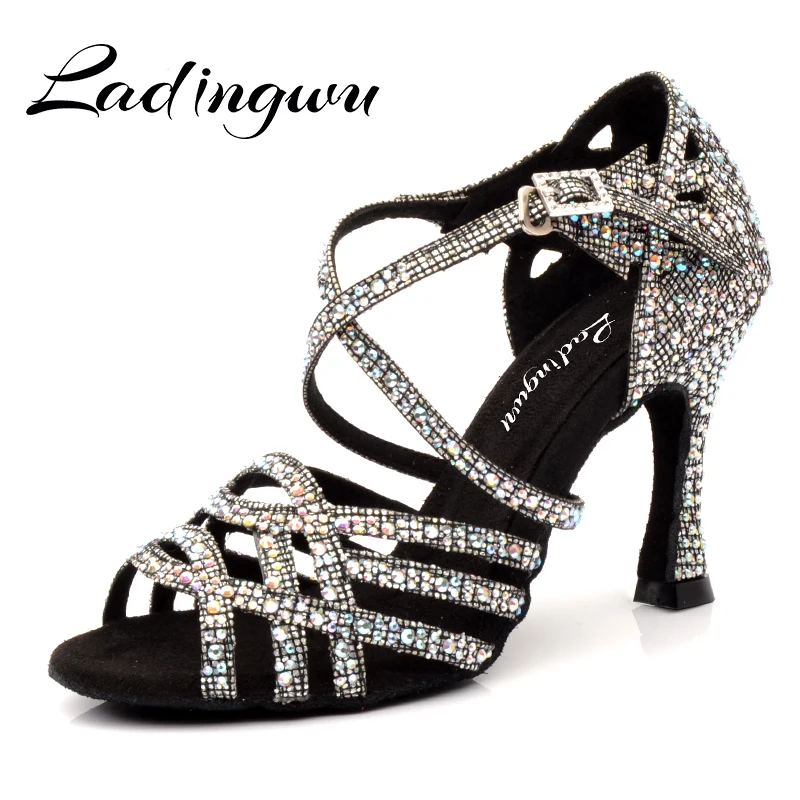 Ladingwu Zapatos De Baile Professional/черные женские танцевальные туфли черного цвета в клетку на