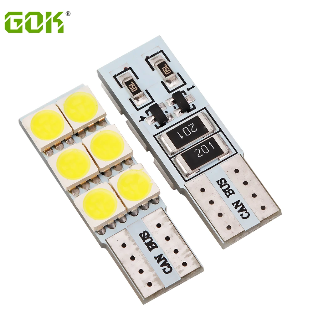 10 шт./лот T10 W5W canbus светодио дный 194 927 161 t10 6 светодио дный 5050 SMD светодио дный W5W T10 6 SMDCar боковой свет лампы w5w светодио дный canbus Бесплатная доставка - изображение