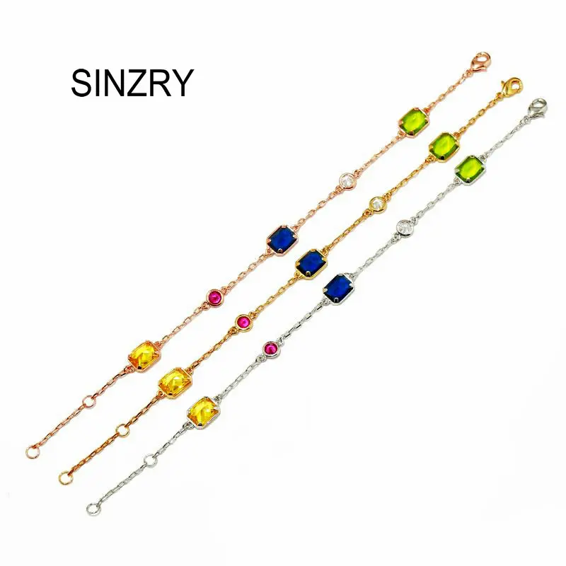 

SINZRY NEW colorful Cubic Zircon crystal sweety lady slim geometry charm Bracelets creative fashion women girl jewelry gift