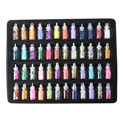 48 бутылок 3D Красочные блестки блеск ногтей бусины акриловые УФ гель для ногтей украшения