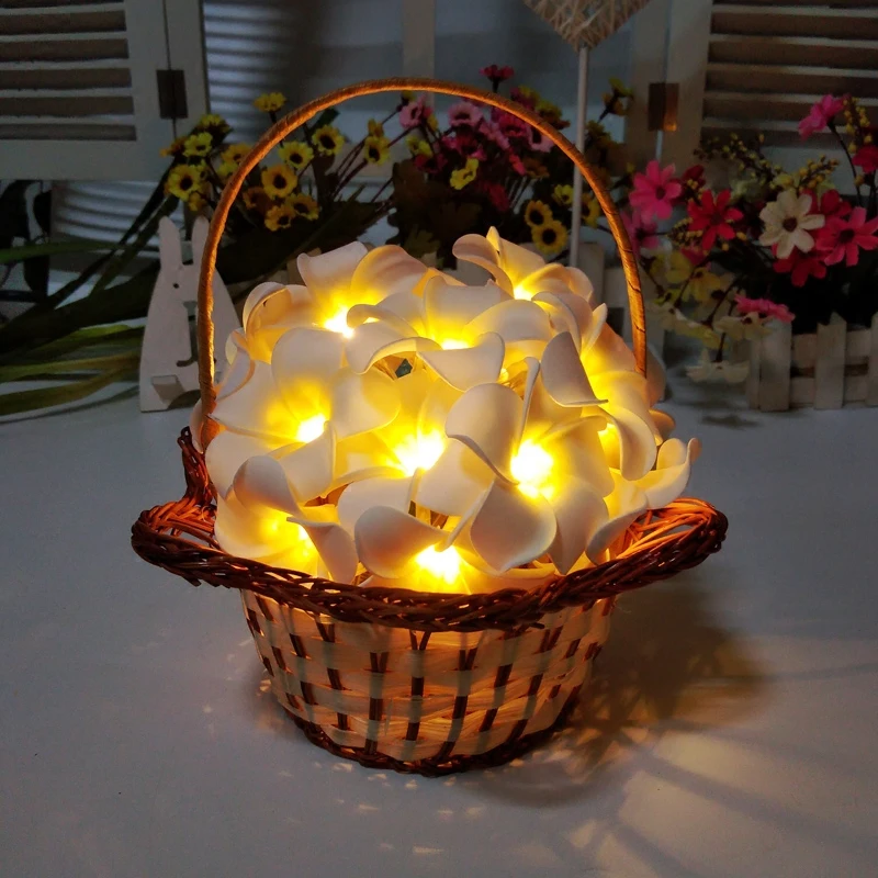 3M 24LED String Lights Battery Powered Hawaiian Foam Artificial Plumeria Flower Fairy for Wedding Garland Party Home Decor 3M 24LED String Lights Battery Powered Hawaiian Foam Artificial Plumeria Flower Fairy for Wedding Garland Party Home Decor