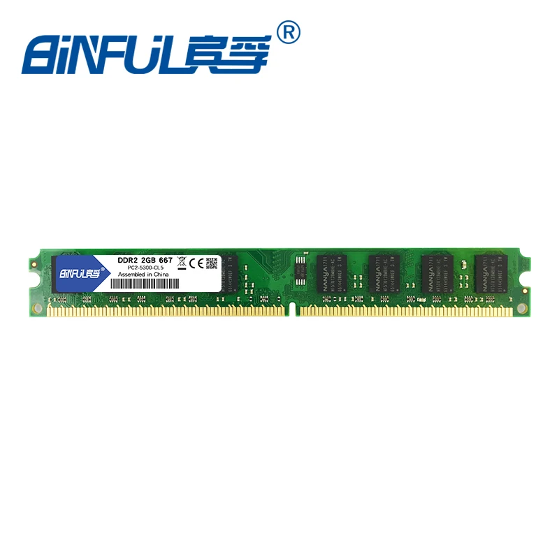 BINFUL DDR2 4 ГБ(2 шт. X2GB) 667 мГц памяти PC2-5300 memoria для настольного компьютера оперативной PC non-ECC двойной