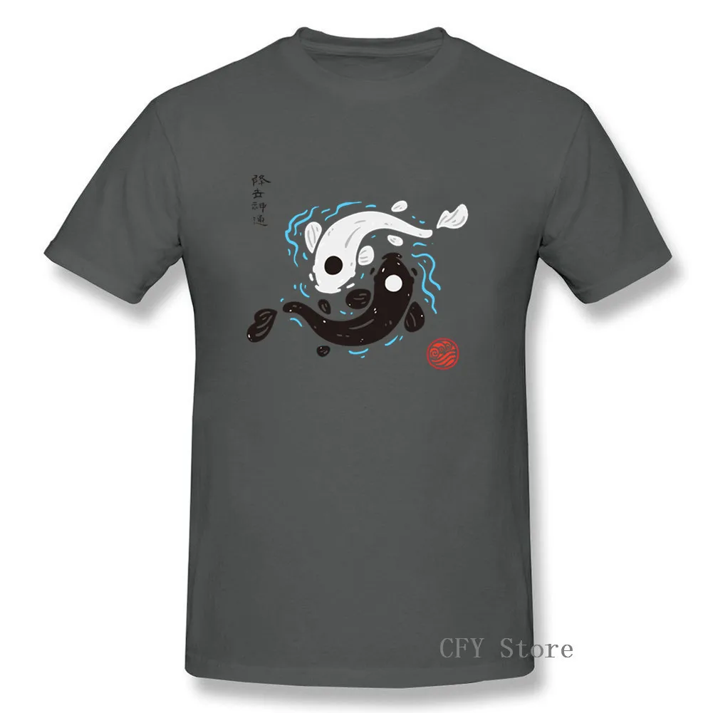 Мужская футболка в японском стиле Yin Yang Koi Fish белая с изображением Аватара летняя