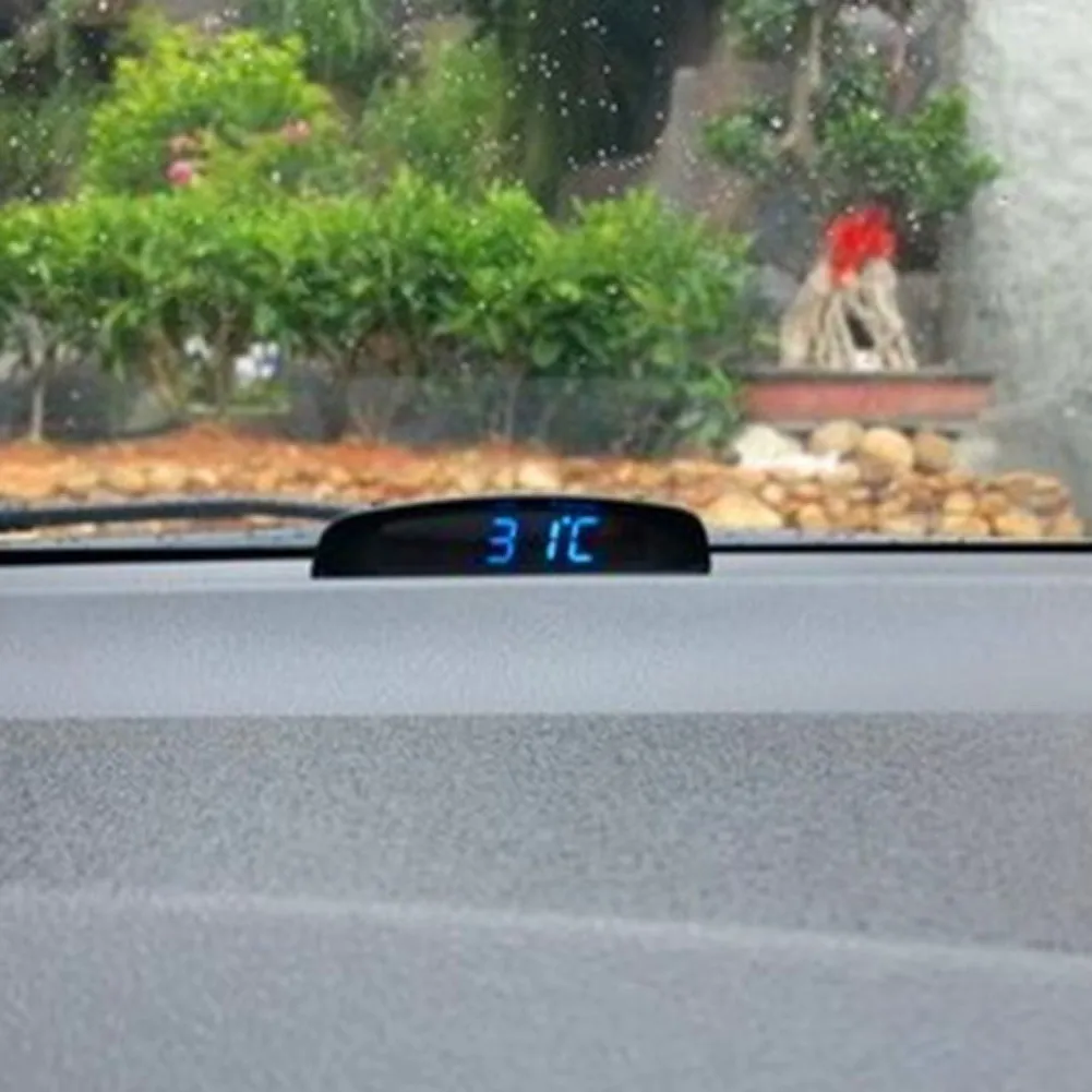 12V Car Interior LCD Digital Clock Auto Thermometer Thermograph Tempurature Voltage Meter Gauge Tester Monitor Voiture Accessory