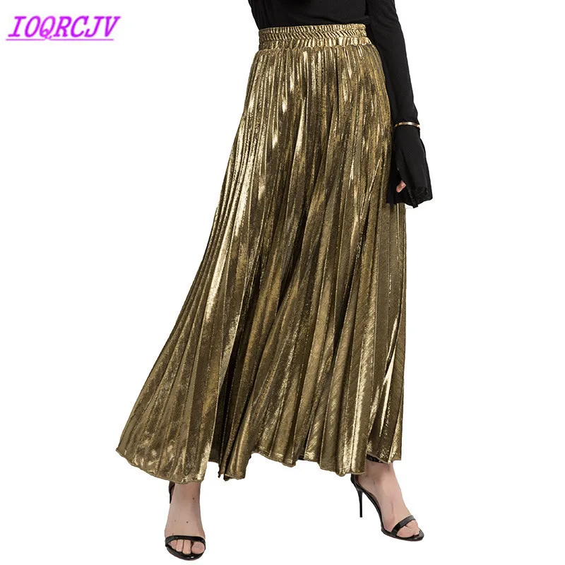 

Pleated skirt for women 2018 spring and summer fashion Large swing beach long skirts Elastic waist Plus size skirts IOQRCJV H384