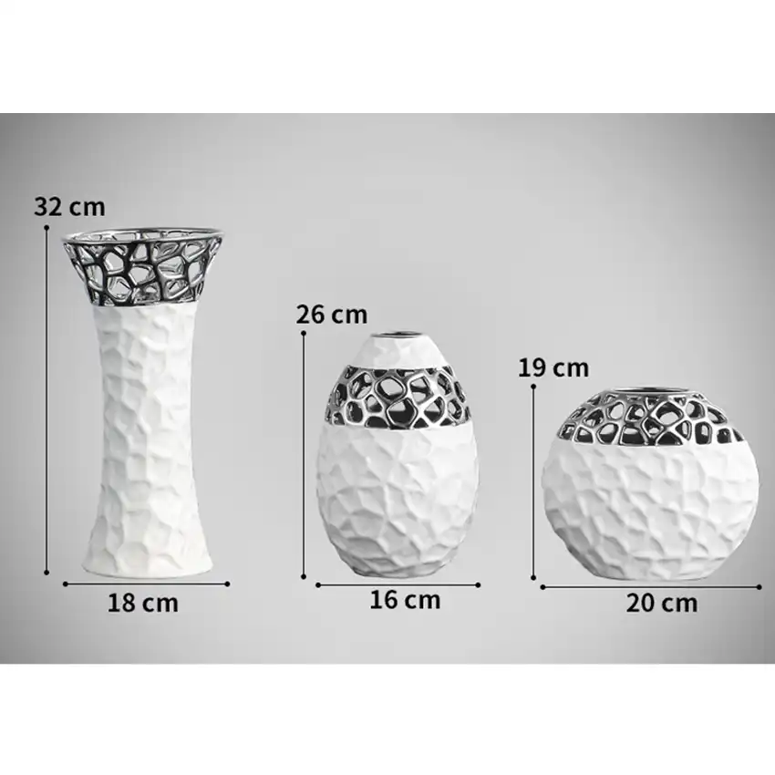 Brief Ceramic Silver Flower Vases For Party Ceramic Flower Vase