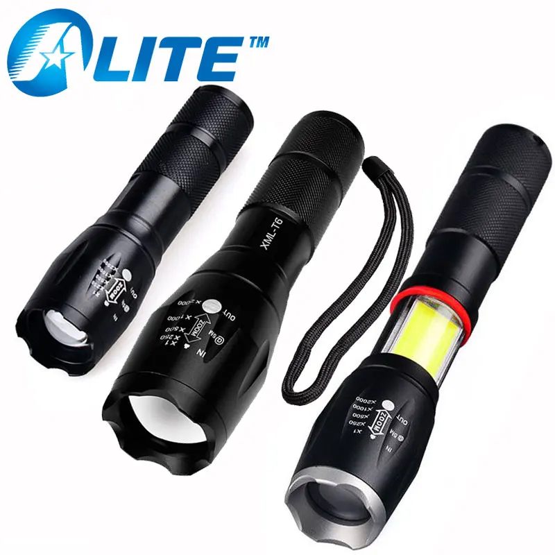 

Cree led powerful zoomable 18650 best tactical flashlight COB work light UV ultraviolet 365nm 395nm