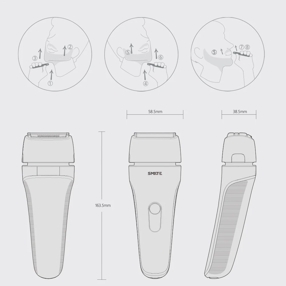 Xiaomi Mijia Smate электрическая Мужская бритва возвратно-поступательная 4 лезвия электрическая i-Shaver 3 минуты Быстрая зарядка 4-бритва сухая/влажная водонепроницаемая