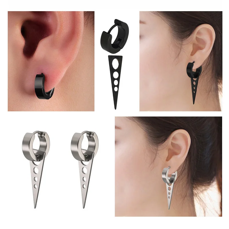 FUNIQUE New 3 Pairs/set Earrings Men Punk Rock Cross Drop Earrings Women Geometric Earrings