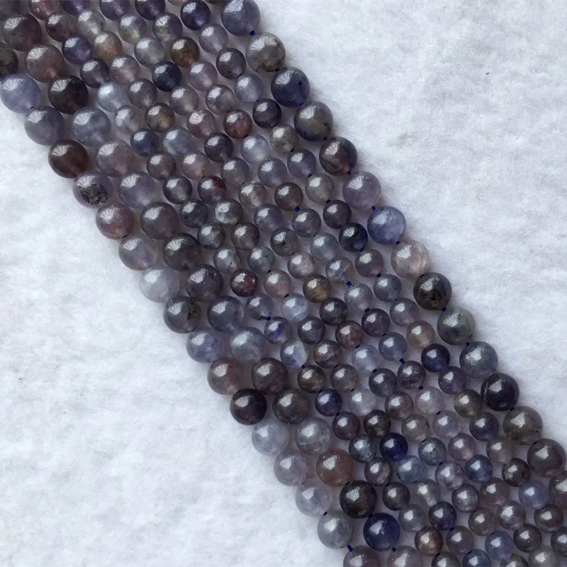 Натуральный темно-синий фиолетовый иолит Рысь камень дихроит круглый свободные драгоценные камни бусины 6 мм, 8 мм, 10 мм, 12 мм 1" 05568