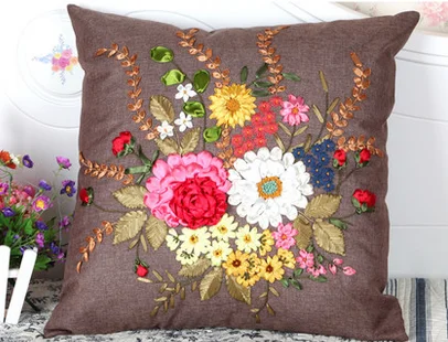 1pcs 60x60cm England Ribbon embroidery kit pillow cushion cover car sofa set handcraft DIY handmade needlework art home decor | Дом и сад