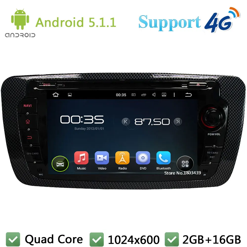 4 ядра 7 &quot1024*600 Android 5.1.1 DVD мультимедиа плеер Радио стерео 3G/4 г fm WI-FI dab + GPS
