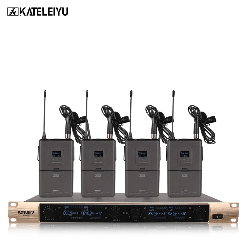 Профессиональный беспроводной микрофон VHF 4 канальный ручной с отворотом X