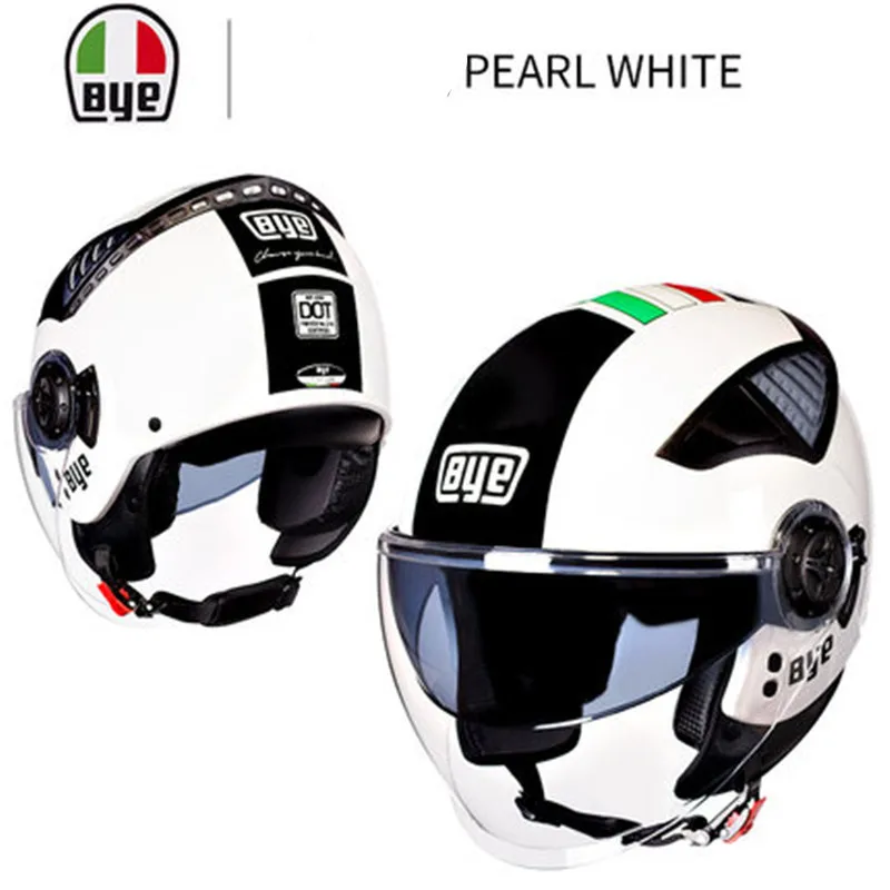 Розовый двойной объектив мотоциклетный шлем половина лица ABS мотоциклетный шлем электрический защитный шлем для женщин/мужчин Мото шлем - Цвет: PEARL White