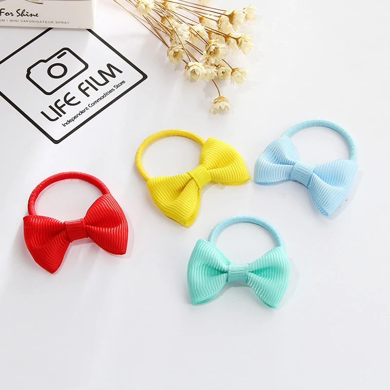 Arherigele 10pcs Bowknot Elastic Hair Bands Colorful Headwear Hair Rope Rings Ribbon Bows Hair Accessories for Women's Headbands