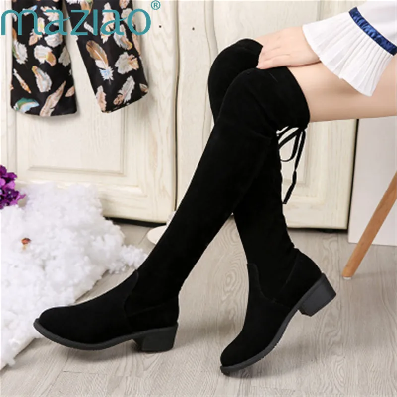 

MAZIAO Thigh High Boots Female Winter Boots Sexy Fashion Suede Shoes Women Over The Knee Boots