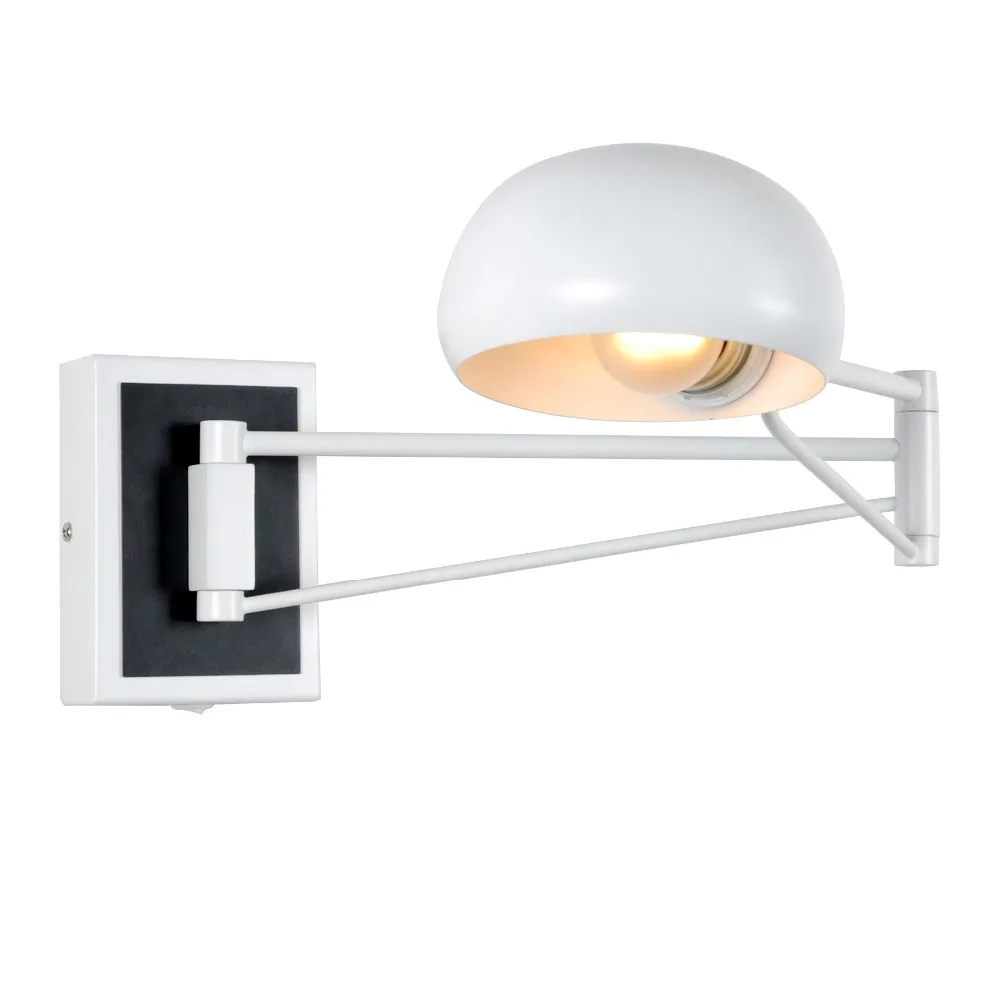 Contemporary single arm flexible wall sconces light white black chrome