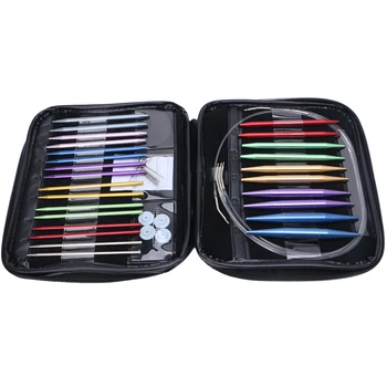 

13Pcs/Set Aluminum Interchangeable Circular Knitting Needle Ring Set Kit Woven Tools