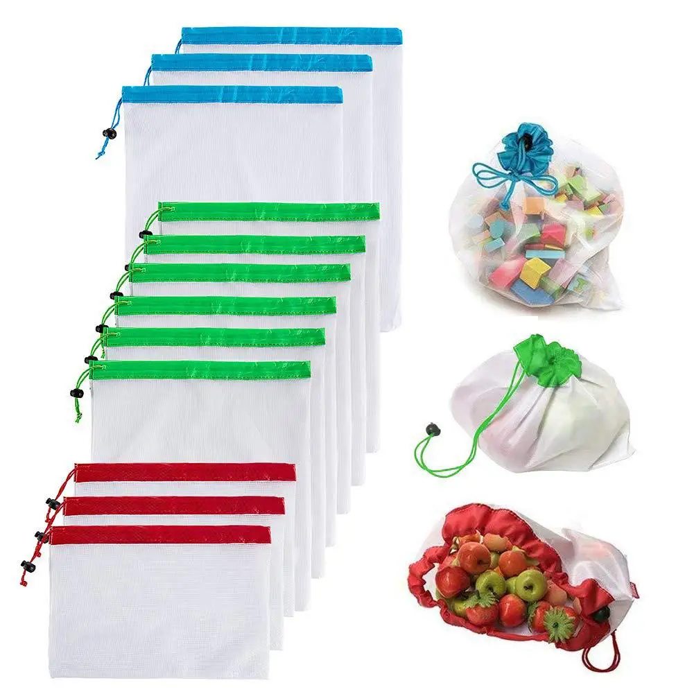 

12Pcs/Set Transparent Drawstring Vegetable Fruit Storage Bag Container Organizer hot