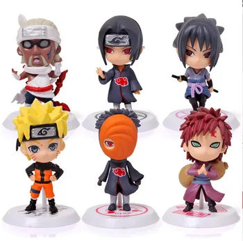 

New 6pcs/set 3inch Anime Naruto Q version Sasuke Uchiha Itachi Luo Figures PVC Toys Doll Model Collection