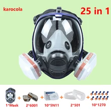 

25 in 1 Gas mask 6800 Full face mask 6001 Respirator Paint Pesticide Spray Silicone filter for Laboratory cartridge welding
