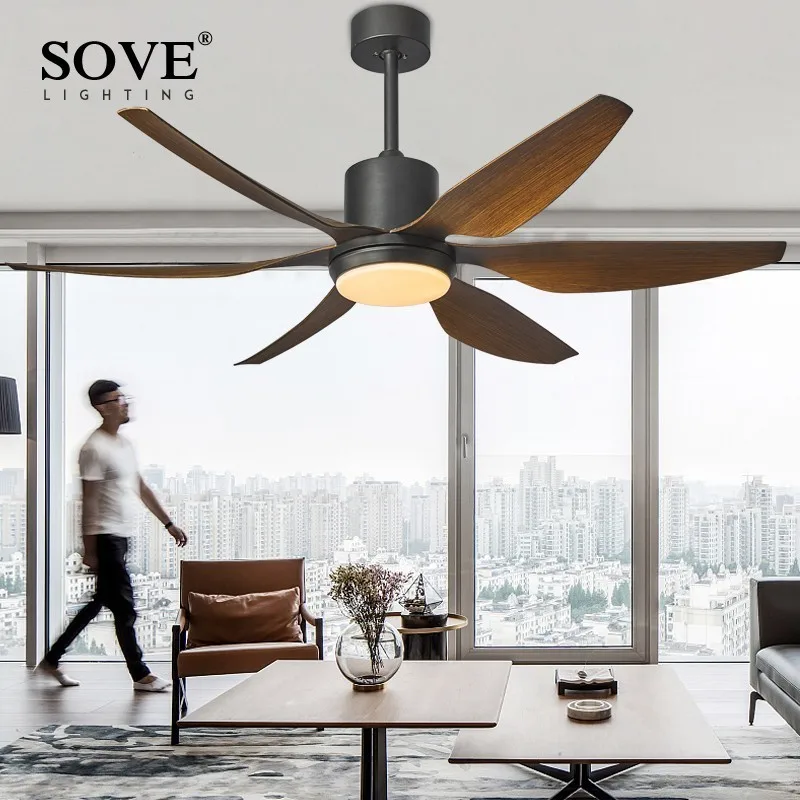 SOVE 66 Inch Modern LED Brown Ceiling 
