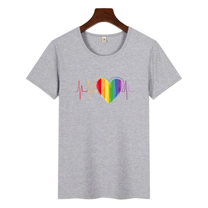 

Funny Heartbeat Love Print T-shirt Fashion Cotton Short Sleeve T Shirt Girl Hip Hop Tees Summer WomensTops Harajuku Streetwear