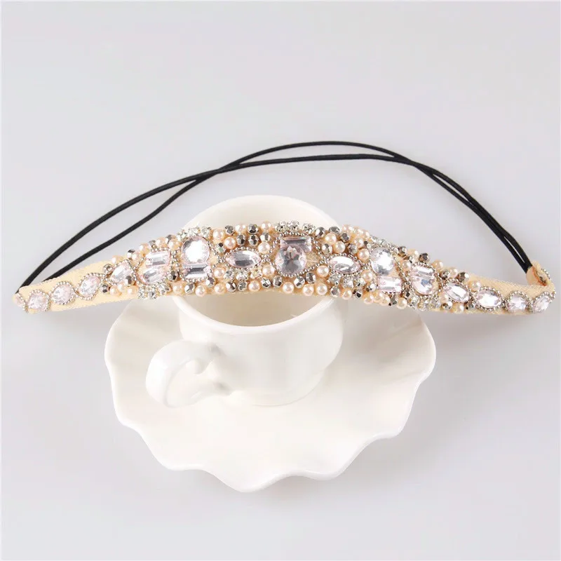 Дизайн женские Стразы повязки на голову модные роскошные Эластичные Свадебные аксессуары для волос 3H2014