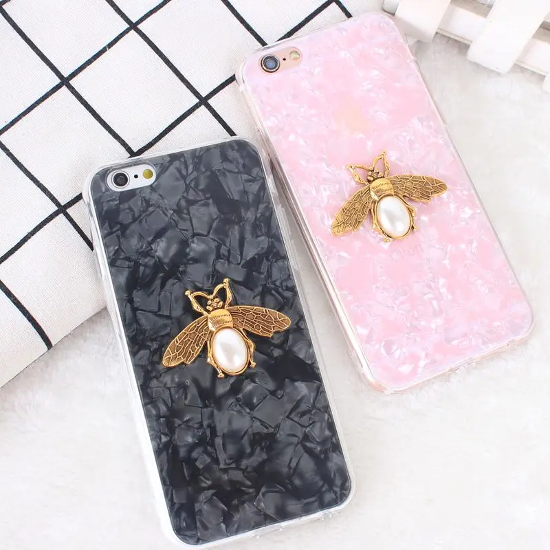 

Conch Shell Marble Patterned Phone Case For iphone 7 6 s 6 7 8 Plus case cover iphone 6 se 5 5s funda iphone x Silicone Bee