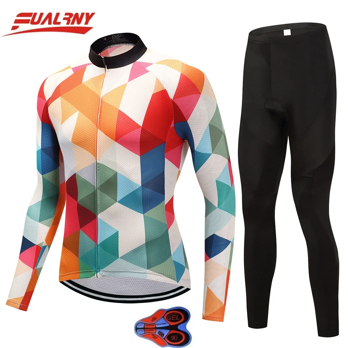 

2018 NEW Team FUALRNY Long sleeve Ropa Ciclismo Cycling Jersey sets 9D gel/Autumn Bicycle Clothing/MTB Bike Clothes Man block