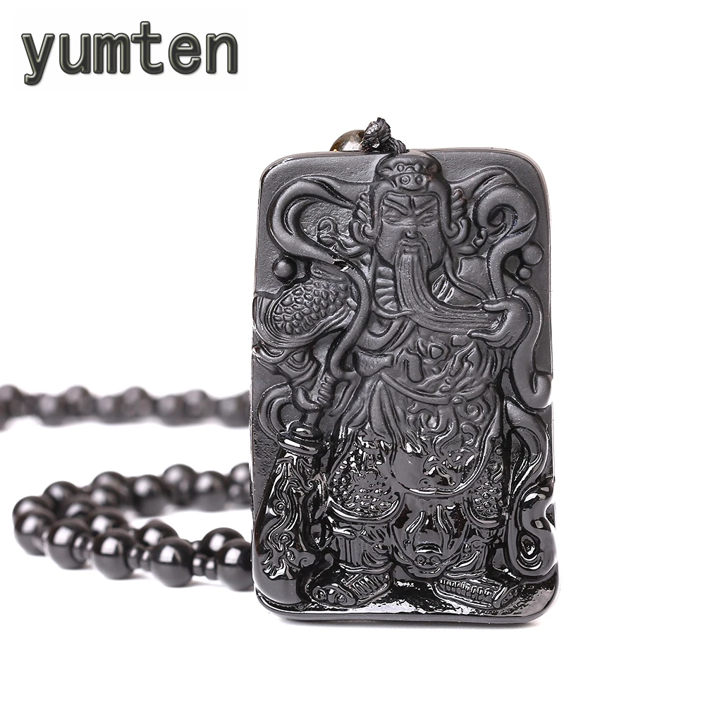 Yumten Natural Obsidian Pendant Personalized Necklace Men Black Bead Chain Jewelry Gift Amulets | Украшения и аксессуары
