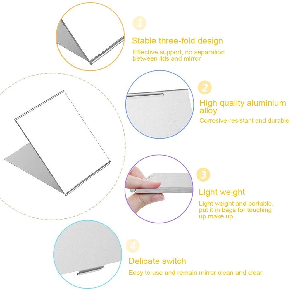 Для поездок, портативный складной зеркало карманное зеркало для макияжа для Настольный косметический составляют укладки волос и бритья