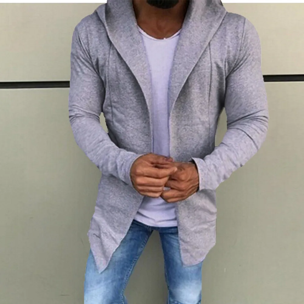 2018 Autumn Men's Hooded cardigans Male Casual long hooded Cardigan