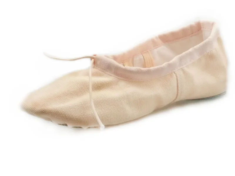 Детские парусиновые мягкие балетки на плоской подошве; Профессиональные балетки; Танцевальная обувь для взрослых девочек; женские тапочки в соответствии с сантиметром - Цвет: Beige 2