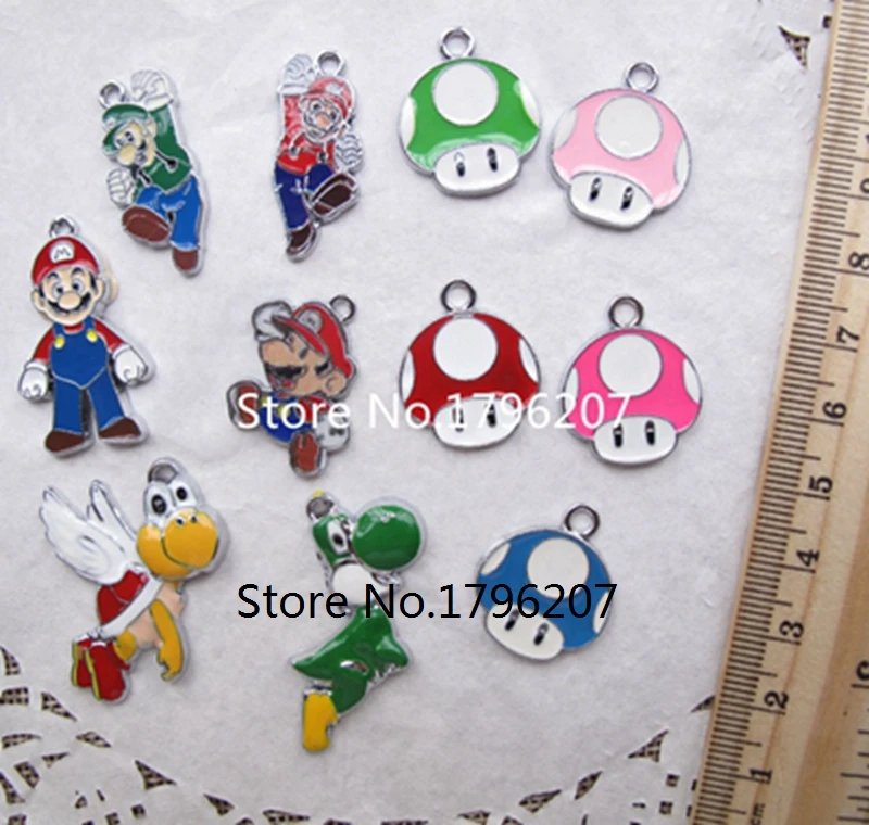 

New Style 50 Pcs Super Mario Cartoon Charm Necklace/Bracelet/Earrings Pendants DIY Jewelry Making Accessories T-4