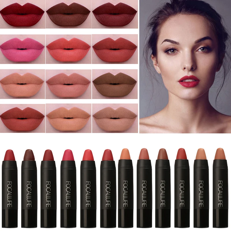 

New Colors Lips Pen Makeup Beauty Waterproof Lip Pencil Matte Lipstick Batom Cosmetic New Nude Color focallure lipstick