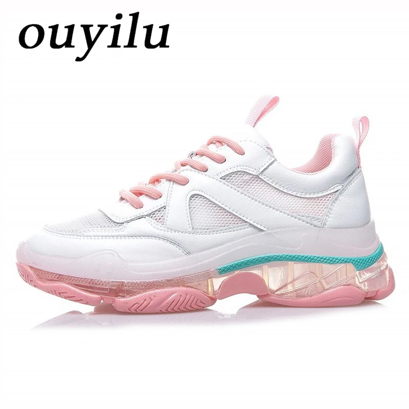 

2019 OUYILU Reticulated Sneakers Women Running Shoes Loopschoenen crossover strap Ladies sneakers shoes Walking Shoes Breathable